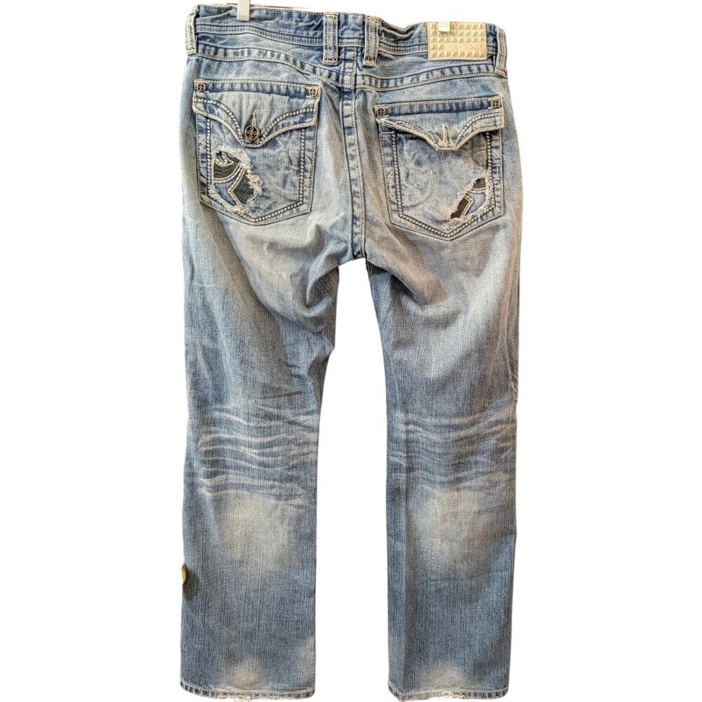 Affliction Black Premium Blake Jeans Mens 34x30 Distressed Y2K Straight Denim